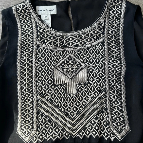 Rena  Rowan Pure Silk Embroidery Sleeveless Blouse - Picture 7 of 15
